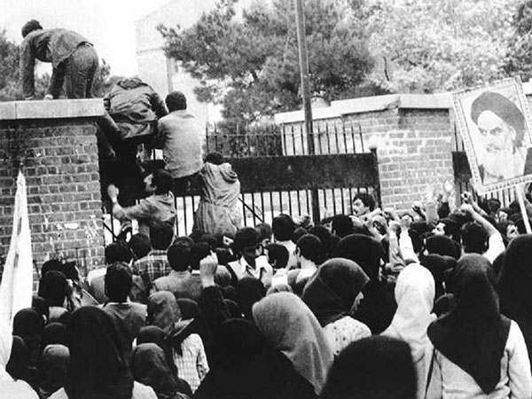 Iranian students crowd the U.S. Embassy in Tehran (November 4, 1979)